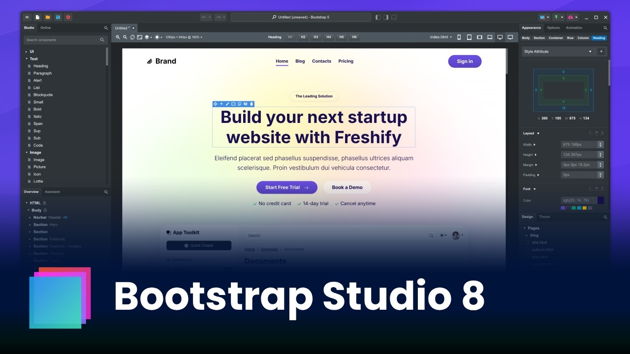 Bootstrap Studio 8.0.0 release video