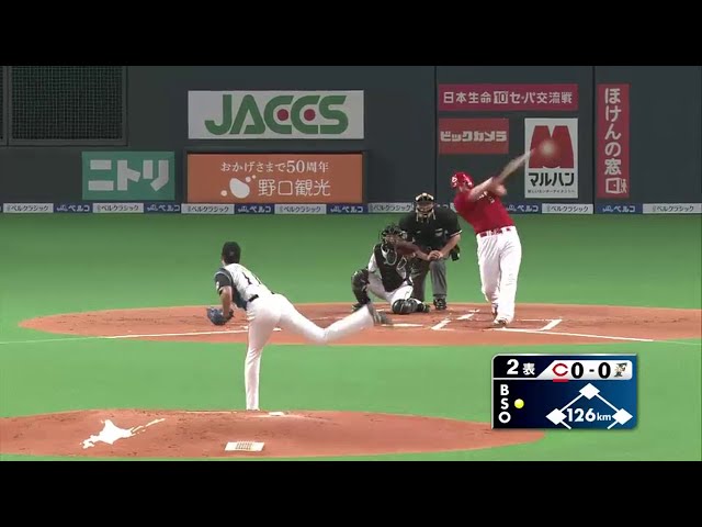 2回表 ファイターズ・大谷打たれた!! カープ・エルドレッド 第18号先制ソロホームラン!!  2014/6/4 F-C