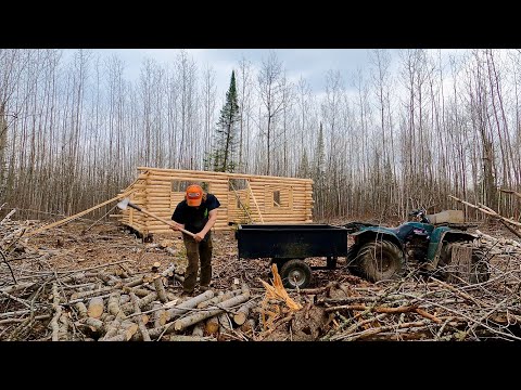 Clearing Land Around The New Off Grid Log Cabin Build: Filling The Woodshed