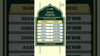 Jadwal Imsakiyah Daerah Istimewa Yogyakarta dan Sekitarnya, Jumat 31 Maret 2023