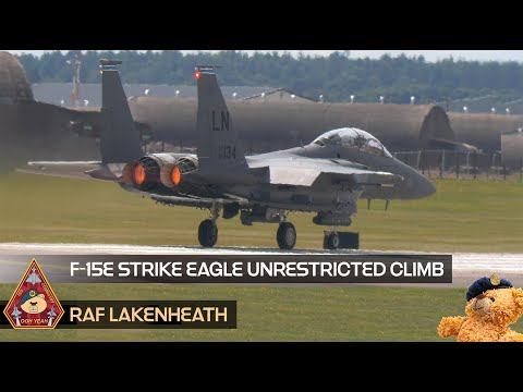 134 RETURNS! F-15E STRIKE EAGLE COOL UNRESTRICTED CLIMB TO THE MOON • US AIR FORCE RAF LAKENHEATH