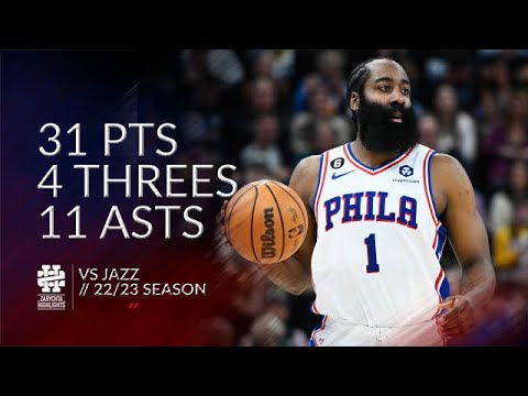 James Harden 31 pts 4 threes 11 asts vs Jazz 22/23 season