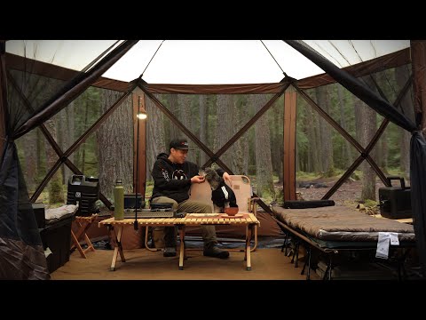 [No Talk] Relaxing Camp in Vevor Gazebo Tent with Pepper 🐕 / Naturehike / Coleman / Camping ASMR