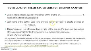 Literary Analysis Thesis Statement Writing Process