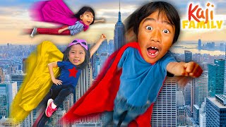 Ryan's Superhero Adventures with Kaji Family!