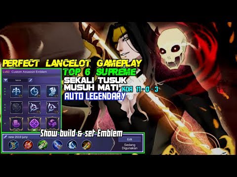 perfect lancelot gameplay top 6 supreme build & emblem
