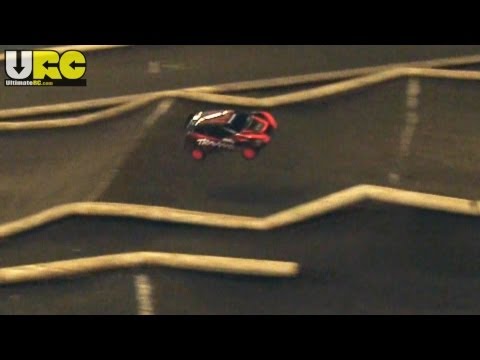 Traxxas Rally 1/10th scale, indoor offroad track, stock setup