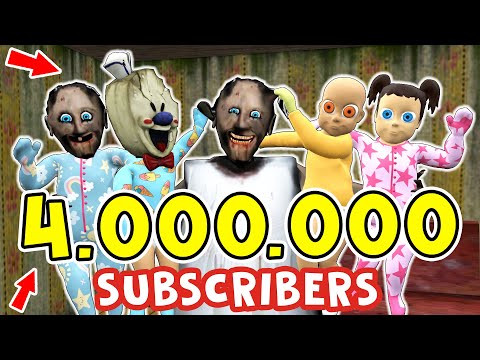 Funny Horror Animation 4.000.000 Subscribers !!! Thanks everyone)) Granny, Scary Teacher, Grandpa