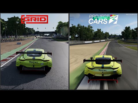 GRID 2019 vs Project CARS 3 - Aston Martin Vantage GTE at Brands Hatch GP Comparison