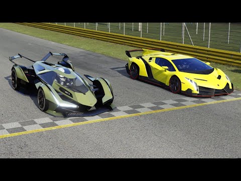 Lamborghini V12 Vision GT vs Lamborghini Veneno at Monza Full Course