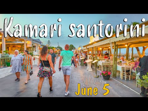 Santorini Kamari, walking tour in 4k, Greece 2024 [Kamari beach Santorini]