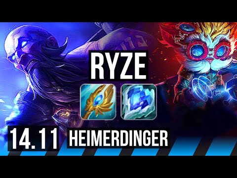 RYZE vs HEIMERDINGER (MID) | 70% winrate, Godlike | EUW Challenger | 14.11