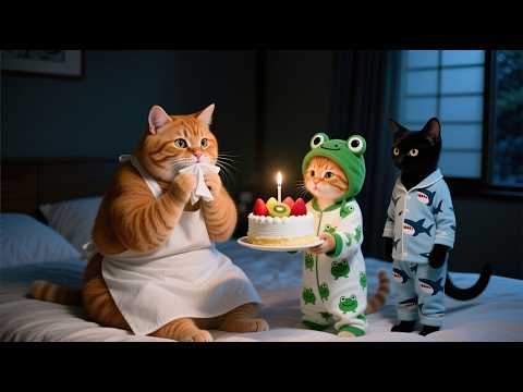 Ginger Kitten Worked All Day for Mama Cat’s Birthday