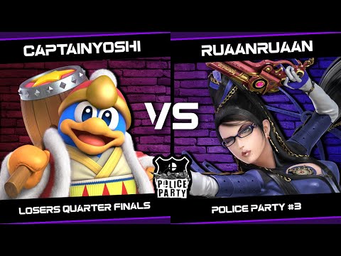 CaptainYoshi (Dedede/Villager) vs RuaanRuaan (Bayonetta) - Police Party #3 - Losers Quarter Finals