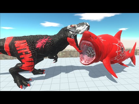 ANT MAN T-REX vs SPIDERMAN MUTANT MEGALODON DEATH RUN - Animal Revolt Battle Simulator ARBS