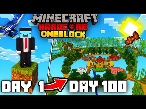 I Survived 100 Days on ONE BLOCK in Minecraft Hardcore!