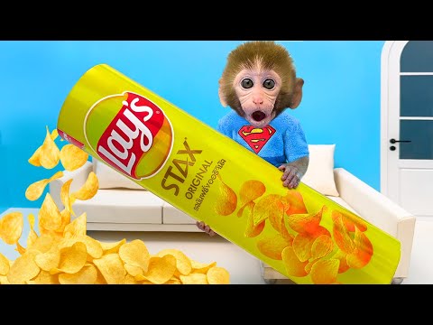 Mono Bon Bon come papas fritas gigantes junto a su amigo perrito y hace gelatina arcoíris en casa