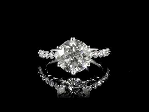 18k White Gold 4.01ct Round Brilliant 'Hearts & Arrows' Cut Diamond Ring