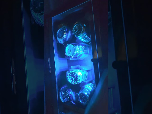 Vídeo relacionado con ANWBROAD Caja giratoria para relojes automáticos, 4 relojes+6 ranuras de memoria adicionales, 4 modos de giro con Mabuchi supersilencioso, lujoso, automático, cargador USB, JWW002R
