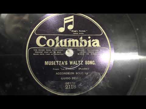 Guido Deiro (accordeon): Musetta's waltz song. (1912).