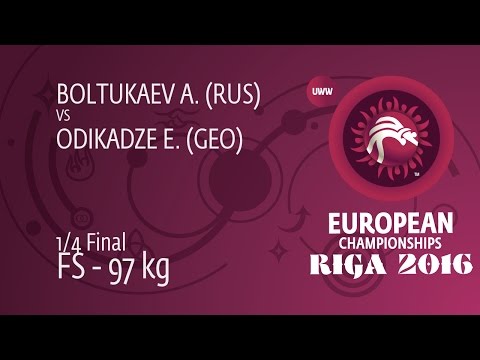 1/4 FS - 97 kg: A. BOLTUKAEV (RUS) df. E. ODIKADZE (GEO) by TF, 12-0