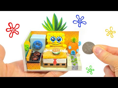 #how [DIY Real Miniature] Spongebob Board House ♥Cute Spongebob house Decor♥Spongebob in my hands ♥