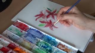 RED WATERCOLOR FLOWERS