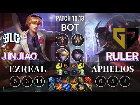 BLG Jinjiao Ezreal vs GEN Ruler Aphelios Bot - KR Patch 10.13