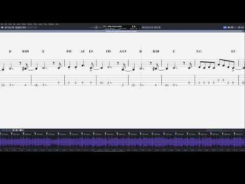 Thunder and Lightning (Giant) sync'd bass transcription with on-screen notation/tab