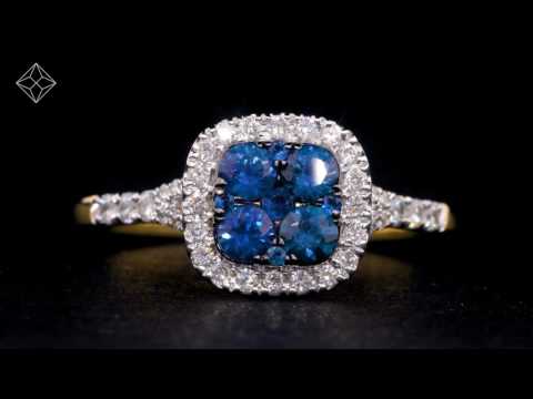 SAPPHIRE AND DIAMOND HALO SQUARE RING IN 18K GOLD VERSION - ASTERIA COLLECTION - FT95-U