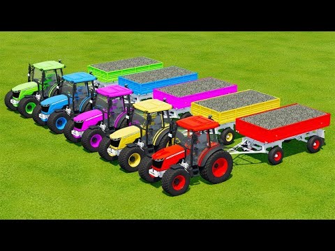RIGITRAC vs LANDINI vs JOHN DEERE vs FENDT TRACTORS BATTLE WITH DRAGON EGGS - Farming Simulator 22