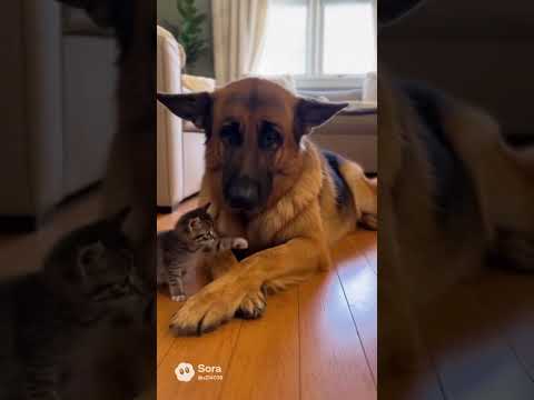 Kitten Plays with German Shepherd — A Heartwarming Short You’ll Love.mp4