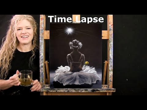 TIME LAPSE - Learn How to Paint SPOTLIGHT BALLERINA with Acrylic - Portrait Step by Step Tutorial