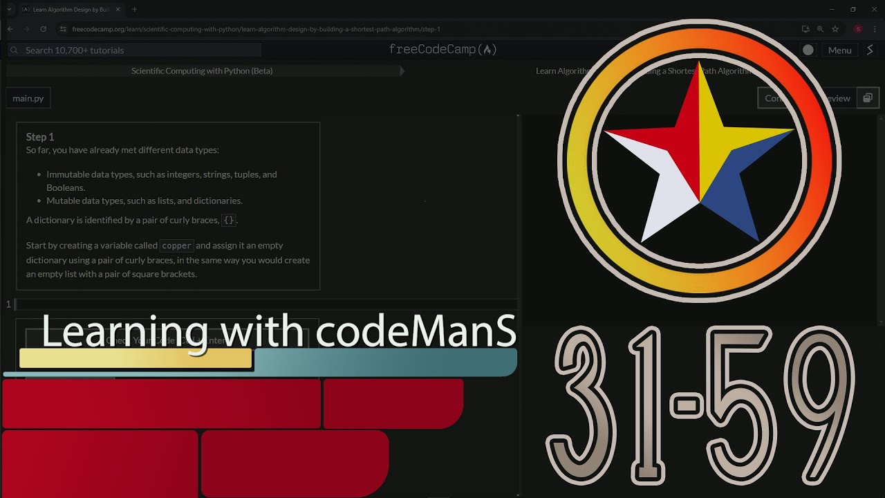 Learn Algorithm Design by Building a Shortest Path Algorithm 31-59 | freeCodeCamp | (Beta) | Python