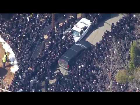Aerial Footage - Funeral Of Viznitzer Rebbe Rabbi Mordechai Hager in Monsey