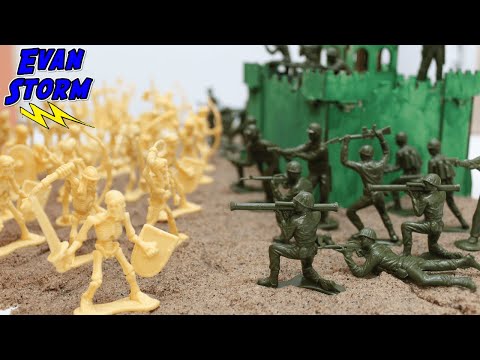 Plastic Army Men VS Skeleton Warriors Battle for High Ground