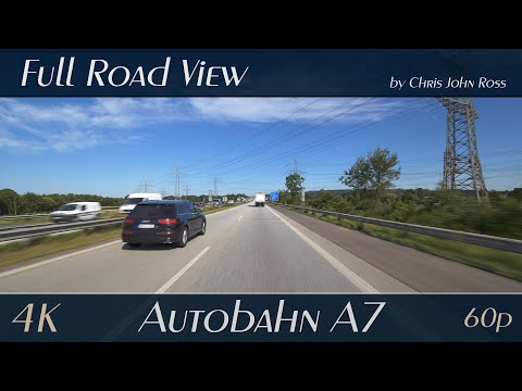Autobahn (A7), Germany: Rastplatz Ohe Ost - Kreuz Rendsburg - Raststätte Hüttener Berge Ost - 4K UHD