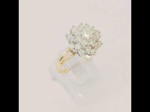 Beautiful Vintage 18ct Yellow Gold & 1.00ct Diamond Cluster Engagement Ring UK O
