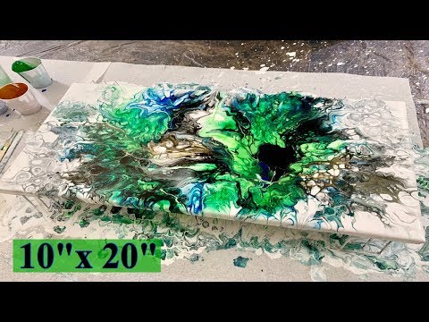10" x 20" canvas acrylic pour painting