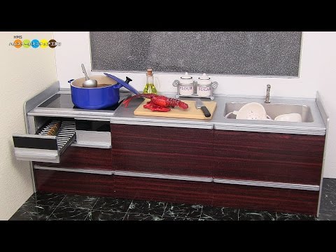 DIY Dollhouse items - Miniature Built In Kitchen　ミニチュアシステムキッチン作り Video