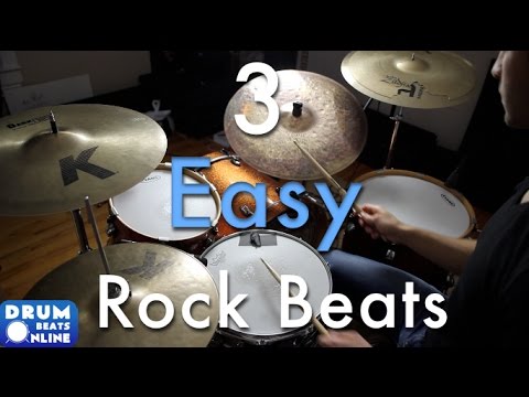 3 Easy Beginner Rock Beats - Beginner Drum Lesson | Drum Beats Online