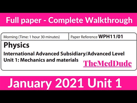 Edexcel IAL Physics Unit 1 WPH11/01 January 2021 - Full Paper Walkthrough