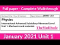 Edexcel IAL Physics Unit 1 WPH11 01 January 2021 Full Paper Walkthrough