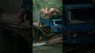 Download lagu ⚠️ Jembatan Kayu Memakan Korban Lagi! Truk Bermuatan Hampir Ambruk 😱 #banjir mp3