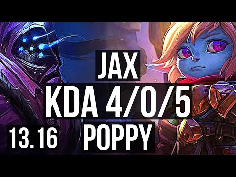 JAX vs POPPY (TOP) | 4/0/5, 1300+ games, 1.4M mastery | KR Diamond | 13.16