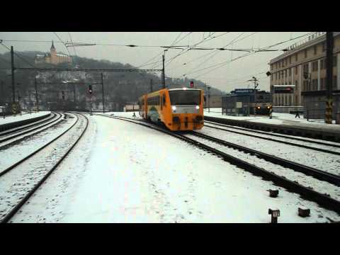 Příjezd vlaku Os 16531 (ČD 814.117 "Maruška") - Ústí nad Labem hl.n., 23. 1. 2013