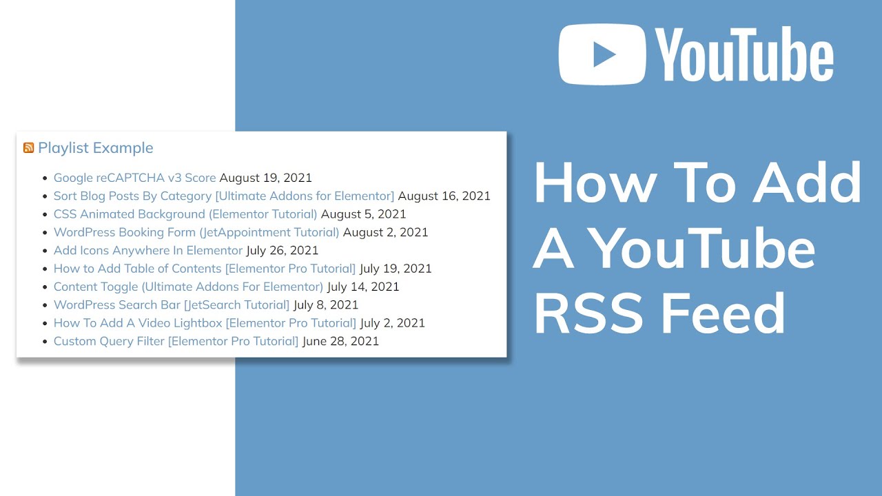 YouTube RSS Feed [WordPress Tutorial]