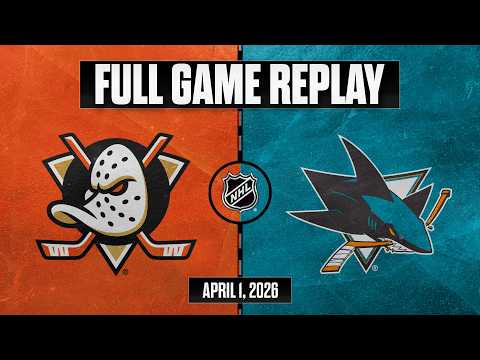 Celebrini Delivers! Ducks vs. Sharks | Full Game Replay | Apr 1, 2026 - YouTube