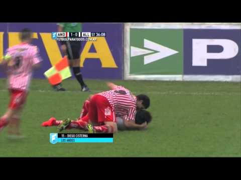 Gol de Cisterna. Los Andes 1 - All Boys 0. Fecha 29. B Nacional 2015. FPT