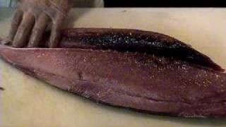 Fileting Albacore Tuna at Celilo Restaurant in Hood River Oregon